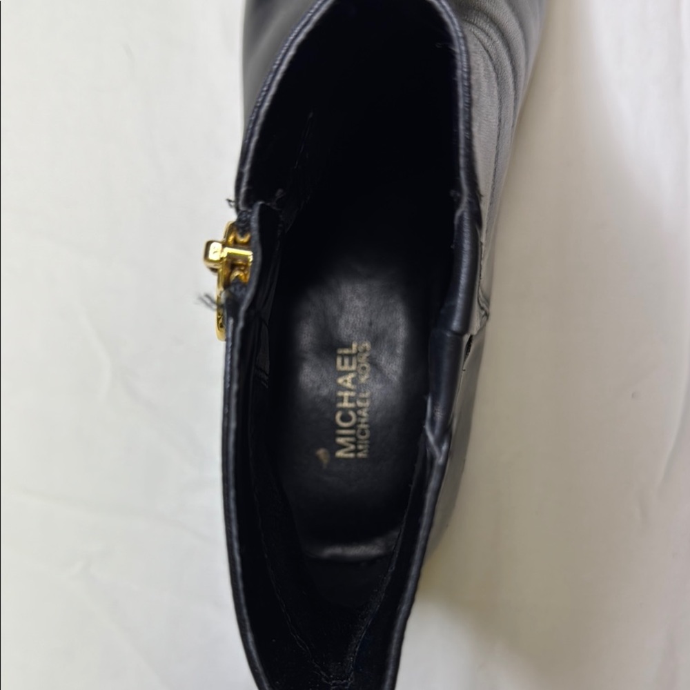 Michael Kors Black and Gold Ankle Booties with Streamlined Silhouette - Picture 6 of 11
